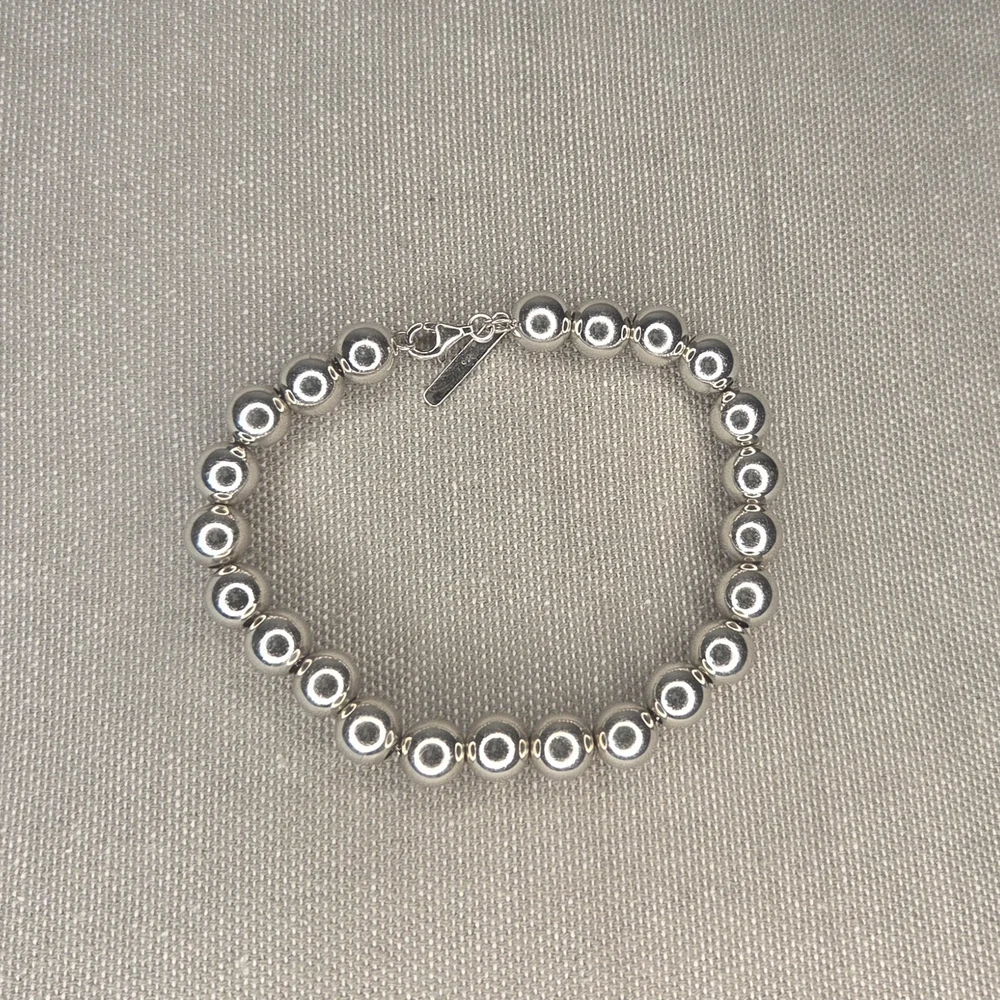 NWOT Saks Fifth Avenue Sterling Silver Beaded Bracelet - 7 Inches - Picture 3 of 4